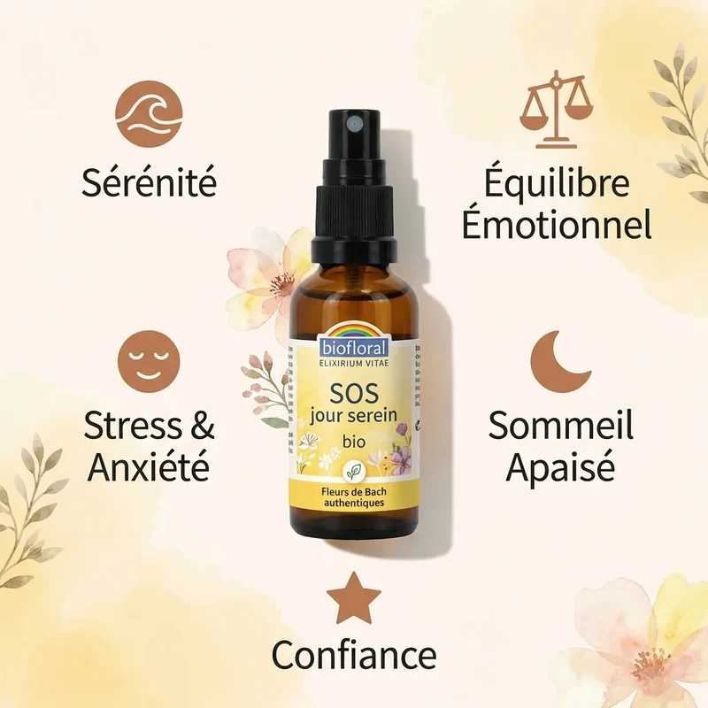 Spray Bio aux Fleurs de Bach - SOS Jour Serein - 20 ml - Biofloral