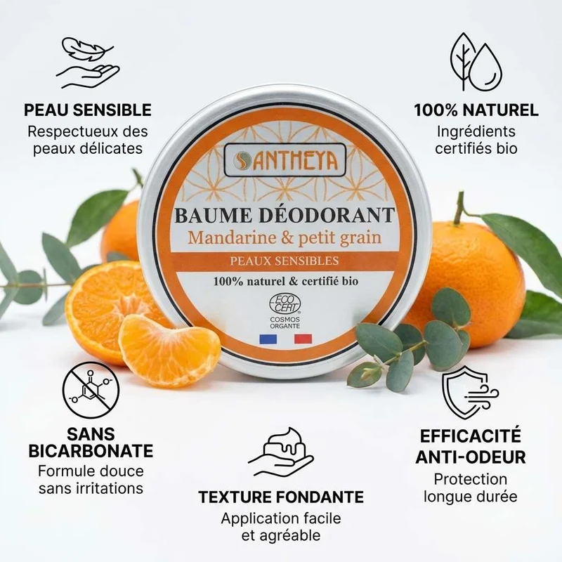Baume Déodorant - Mandarine & Petit grain - Antheya