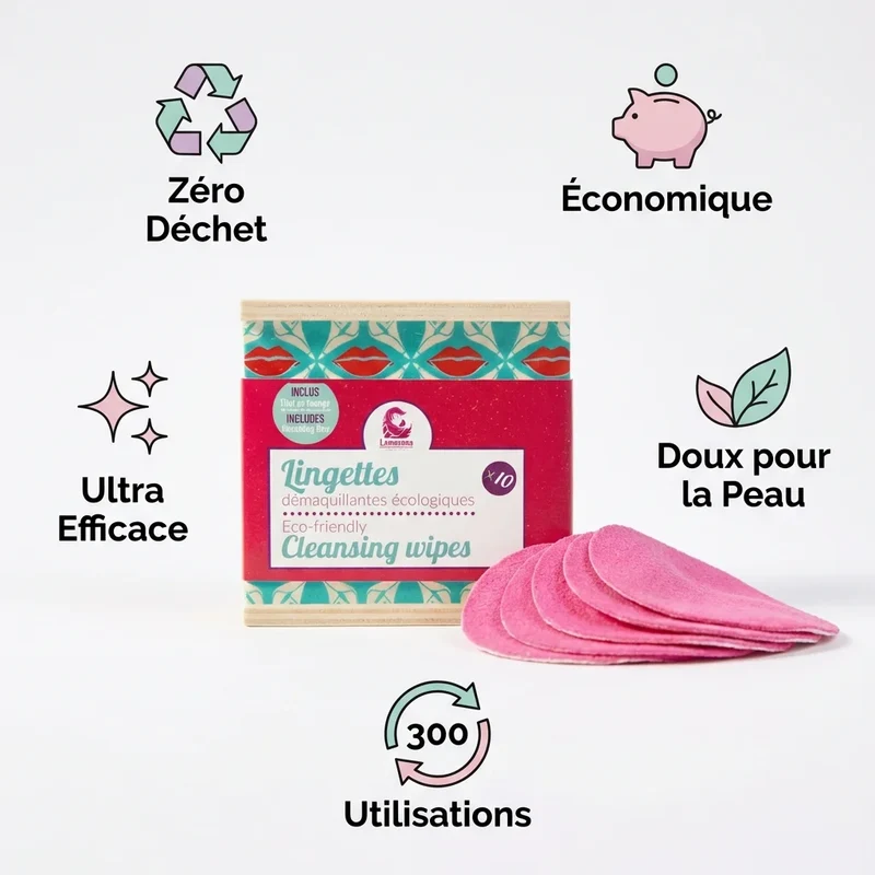 Coffret 10 lingettes démaquillantes lavables – Lamazuna