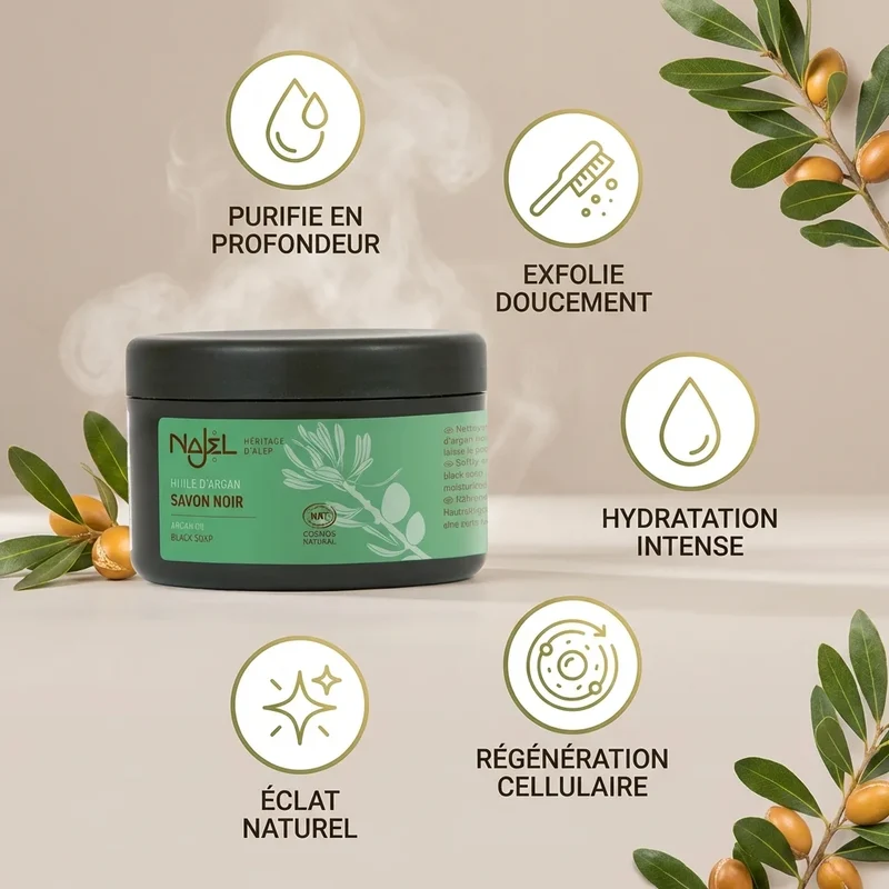 Savon Noir à l'Huile d'Argan Bio - 180 g - Najel