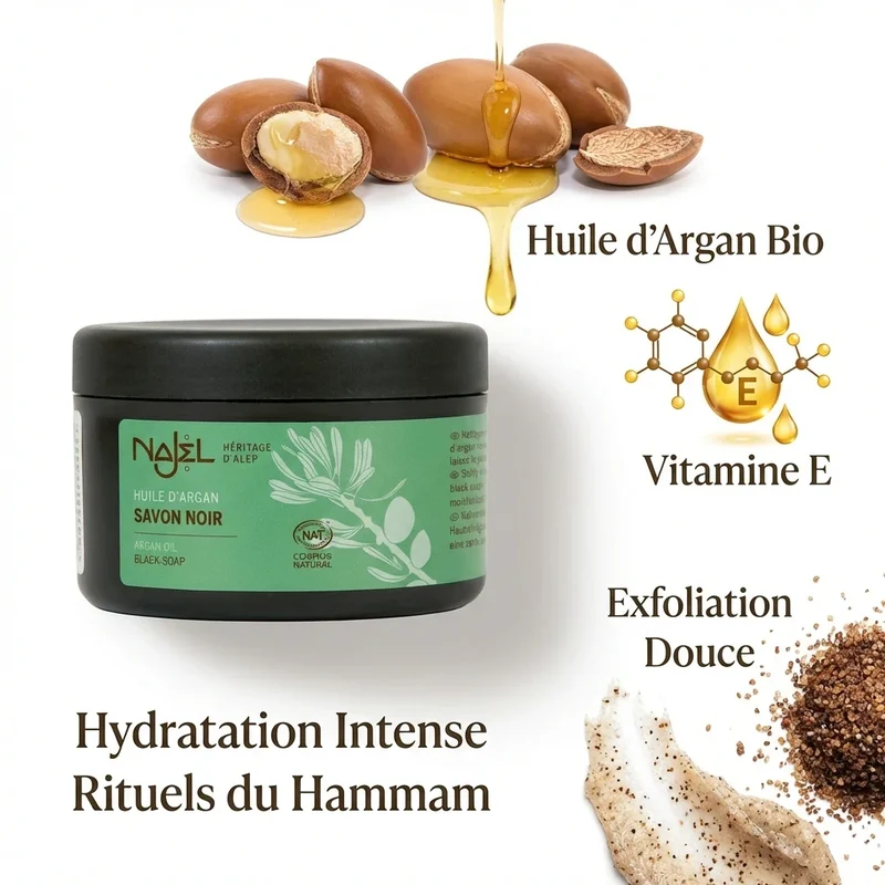 Savon Noir à l'Huile d'Argan Bio - 180 g - Najel