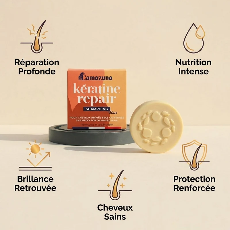 Shampoing Kératine Repair - Cheveux abimés & secs - Lamazuna