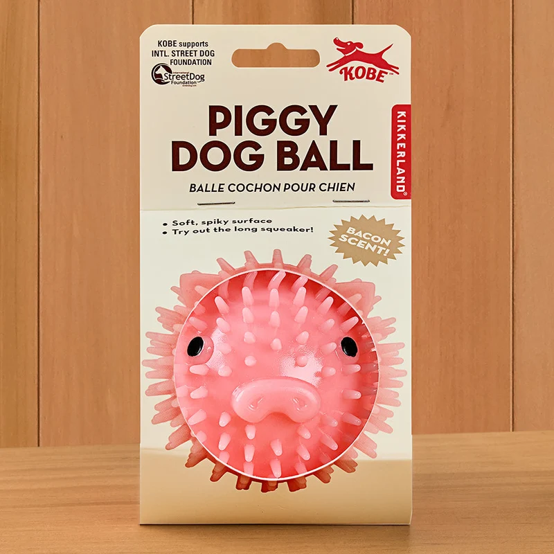 KIKKERLAND Cow Dog Ball Balle pour chien goût bœuf avec couinement 9 cm