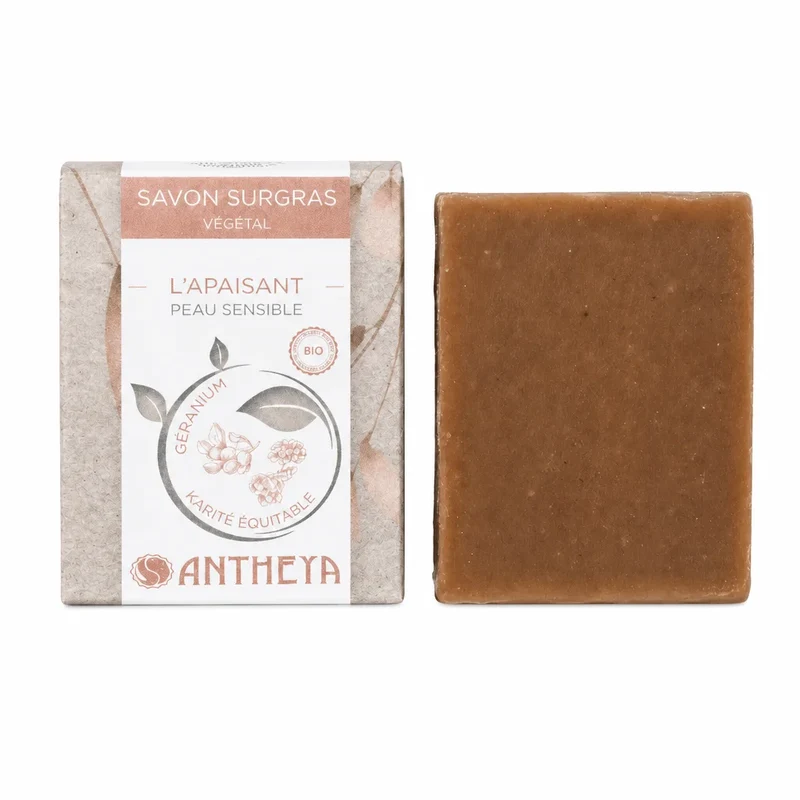 Savon surgras végétal Apaisant Peaux Sensibles - 100 g - Antheya