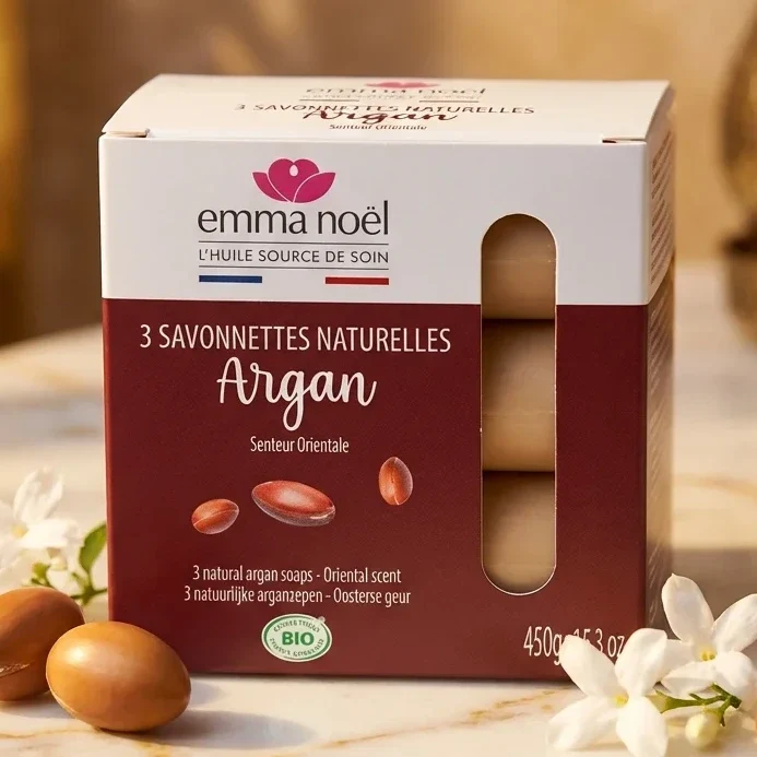 Savonnettes à l'Argan Bio - 3 x 150 g - Emma Noël