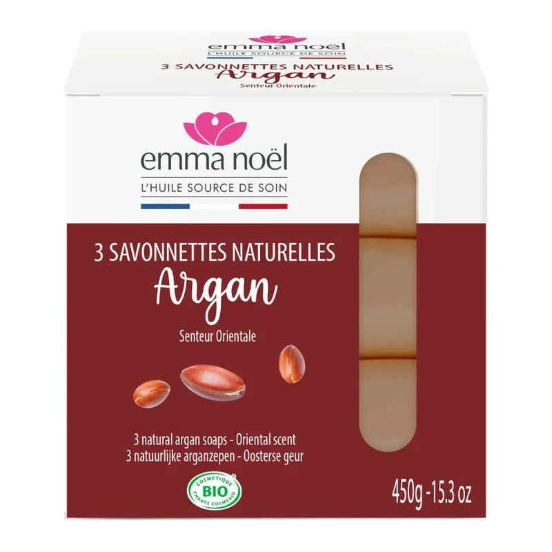 Savonnettes à l'Argan Bio - 3 x 150 g - Emma Noël
