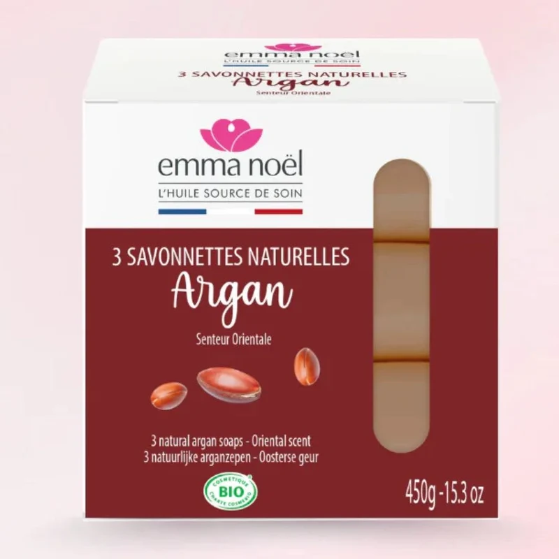 Savonnettes à l'Argan Bio - 3 x 150 g - Emma Noël