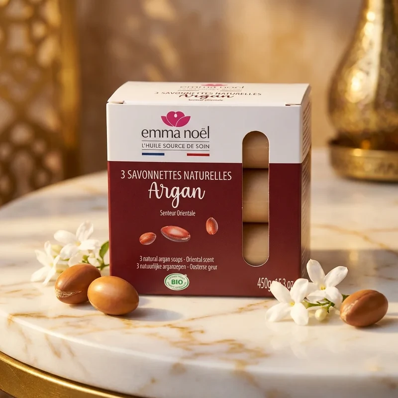Savonnettes à l'Argan Bio - 3 x 150 g - Emma Noël