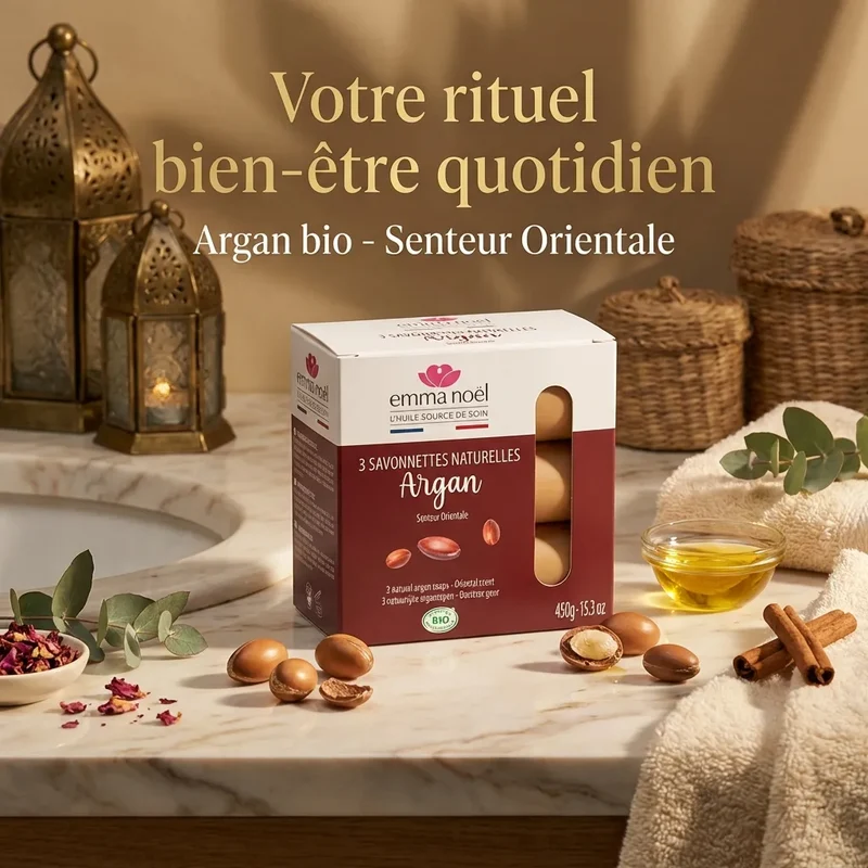 Savonnettes à l'Argan Bio - 3 x 150 g - Emma Noël