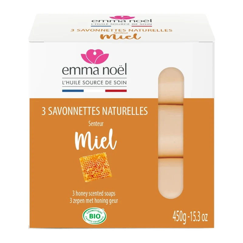 Savonnettes Miel Bio - 3 x 150 g - EMMA NOËL