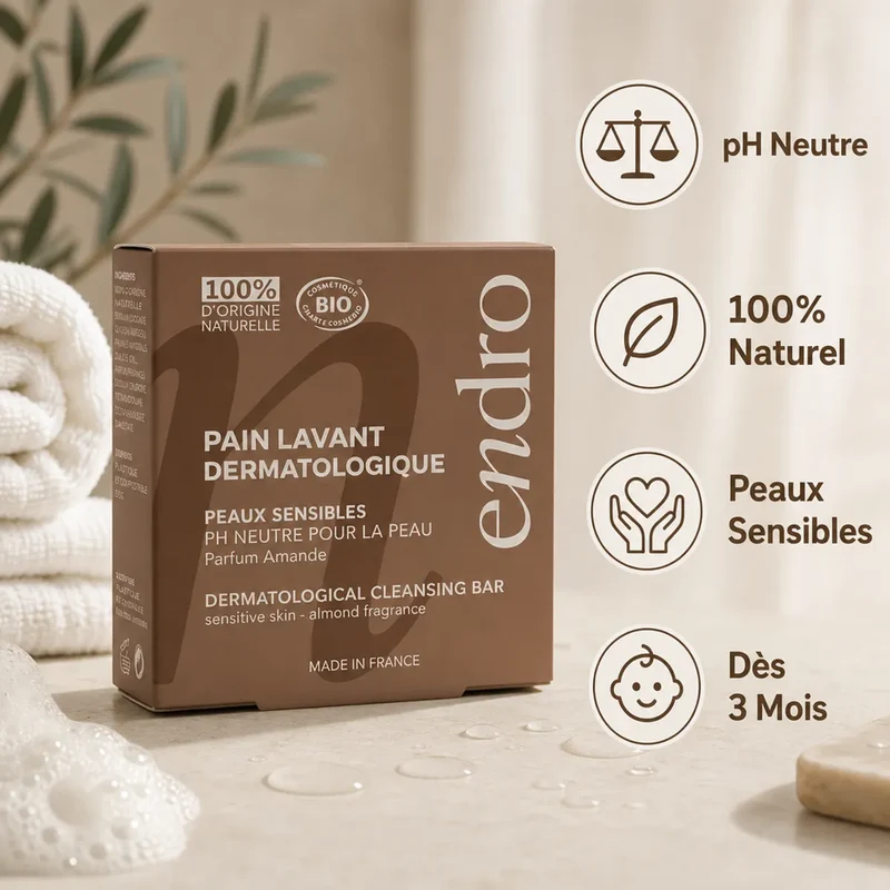 Pain lavant dermatologique Parfum Amande - 85 ml - Endro
