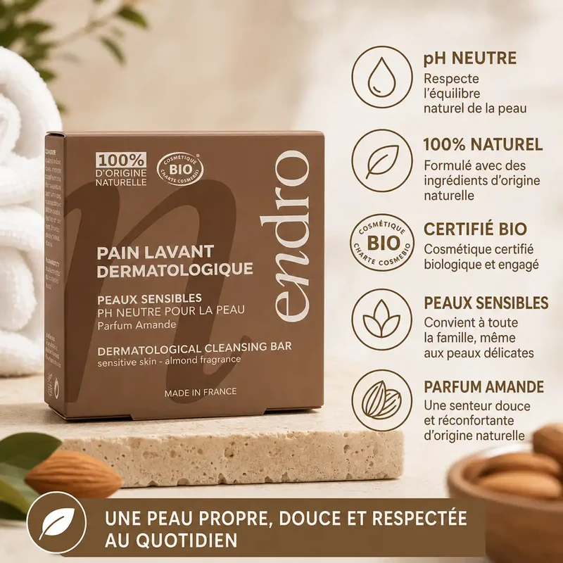 Pain lavant dermatologique Parfum Amande - 85 ml - Endro