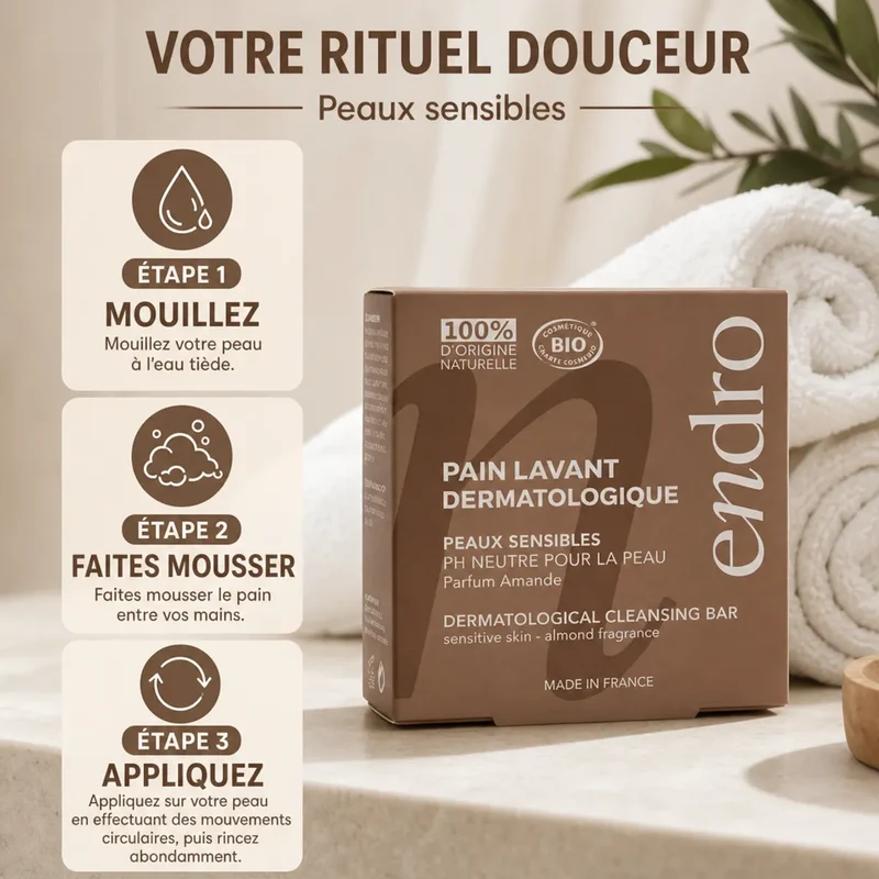 Pain lavant dermatologique Parfum Amande - 85 ml - Endro