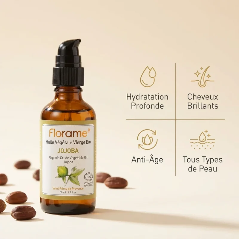 Huile Végétale de Jojoba Bio - 50 ml - Florame