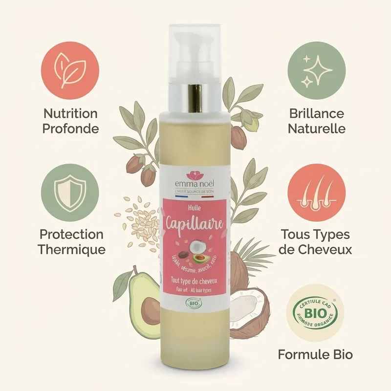 Huile capillaire bio - 100 mL - Emma Noël