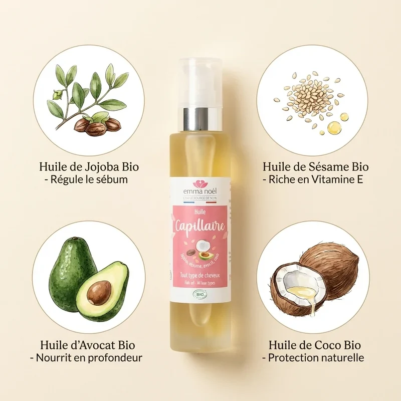 Huile capillaire bio - 100 mL - Emma Noël