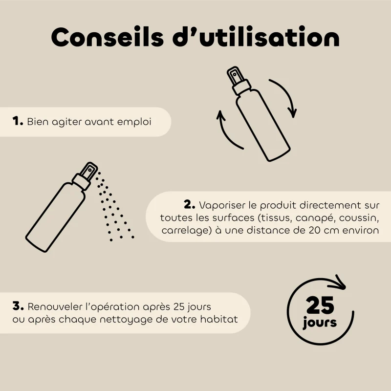 Spray anti-puces naturel pour l'habitat