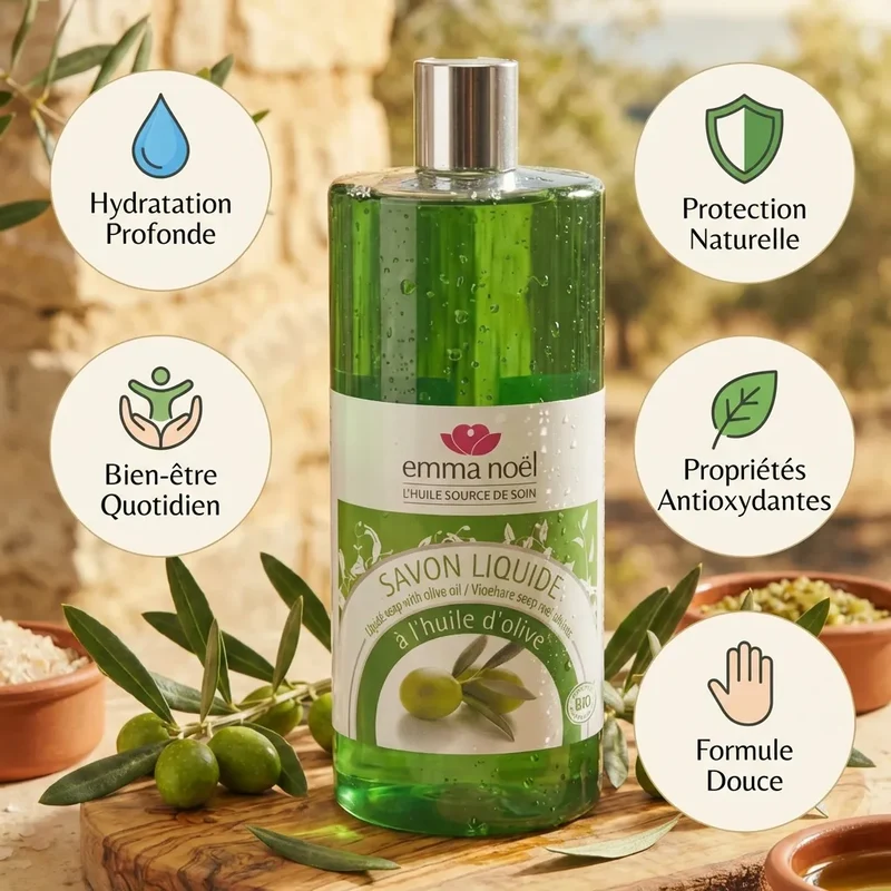 Savon liquide Huile d'Olive bio - 1 L - Emma Noël