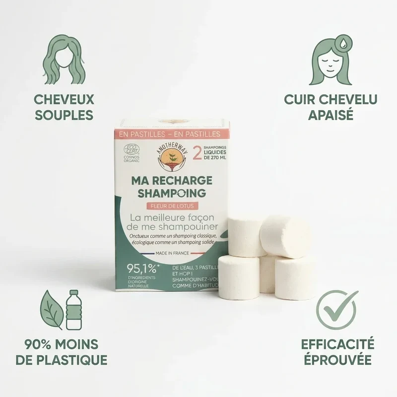 Shampoing Fleur de Lotus Bio - Pack de 6 Pastilles - Anotherway