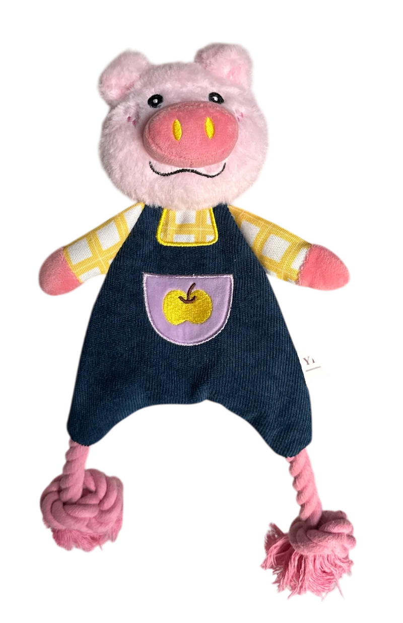 ZOOMALIN Jouet corde et peluche forme cochon 36cm