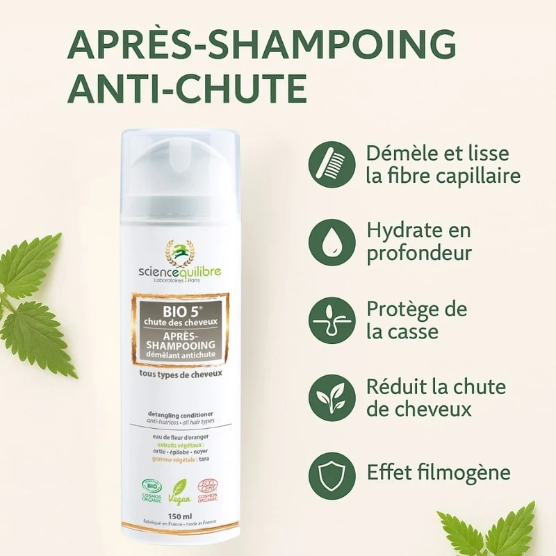 BIO 5 Après shampoing anti chute bio - 150ml – Science et Équilibre