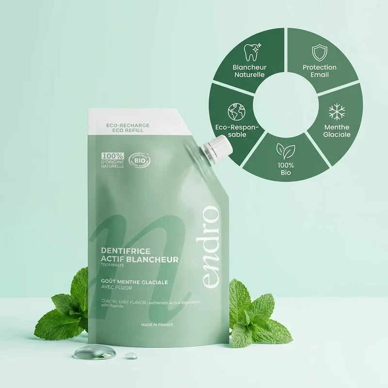 Recharge Dentifrice Actif Blancheur Menthe Glaciale - 350 g - Endro