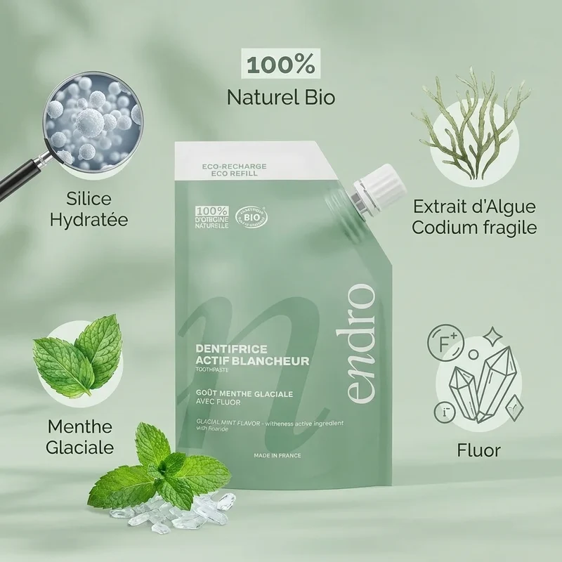 Recharge Dentifrice Actif Blancheur Menthe Glaciale - 350 g - Endro