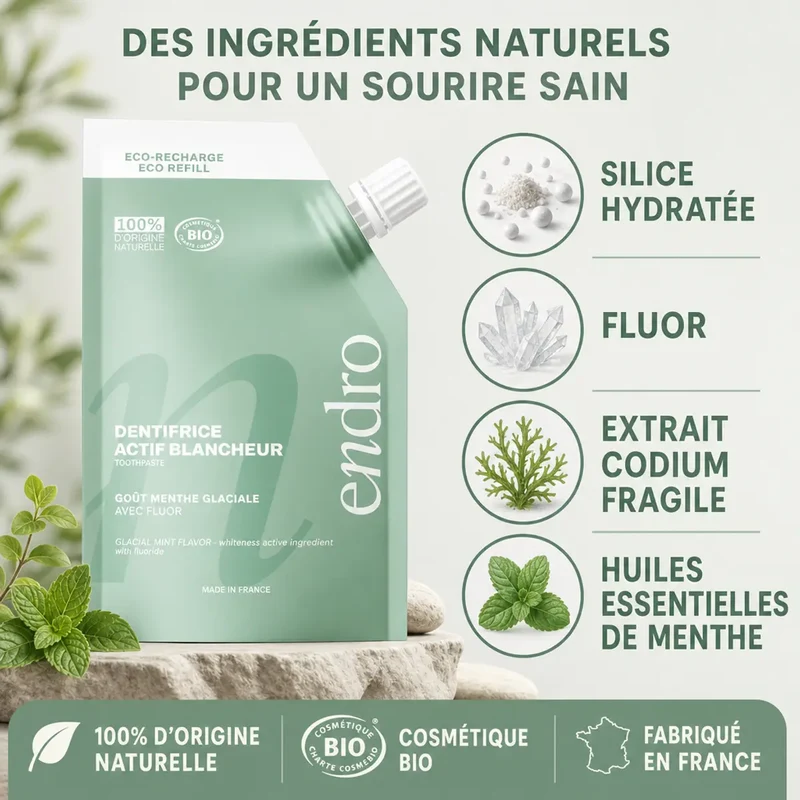 Recharge Dentifrice Actif Blancheur Menthe Glaciale - 350 g - Endro