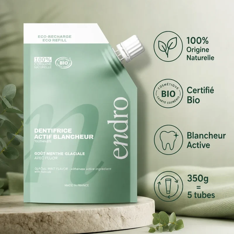 Recharge Dentifrice Actif Blancheur Menthe Glaciale - 350 g - Endro