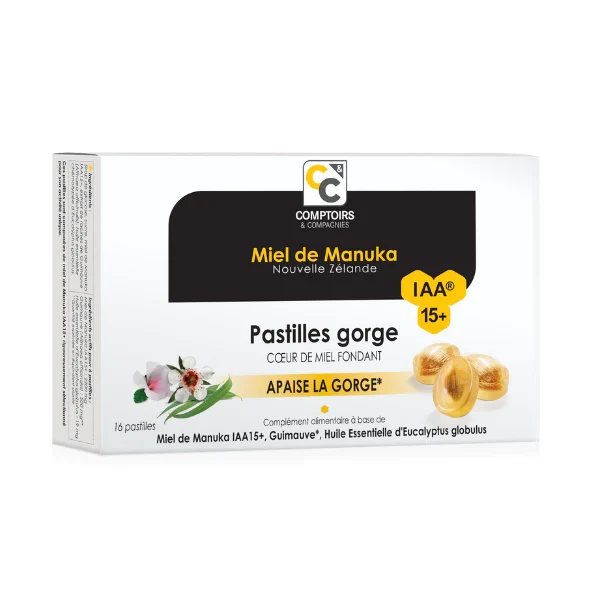Pastilles Gorge cœur fondant au miel de manuka iaa15+ - Comptoirs et compagnies