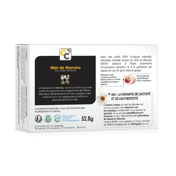 Pastilles Gorge cœur fondant au miel de manuka iaa15+ - Comptoirs et compagnies