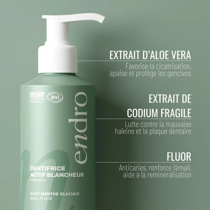 Dentifrice Actif Blancheur Menthe Glaciale - 175 g - Endro