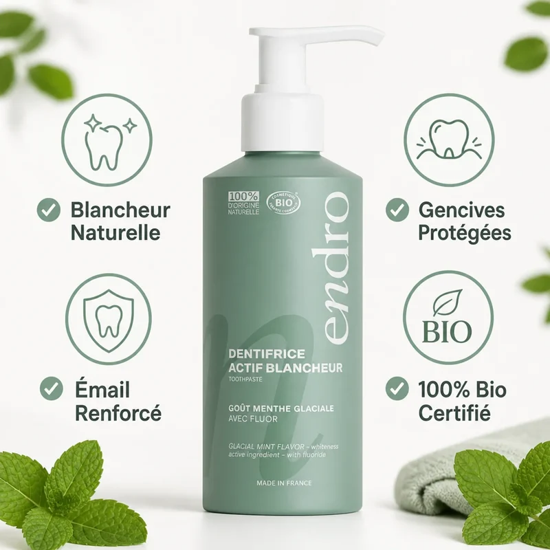 Dentifrice Actif Blancheur Menthe Glaciale - 175 g - Endro