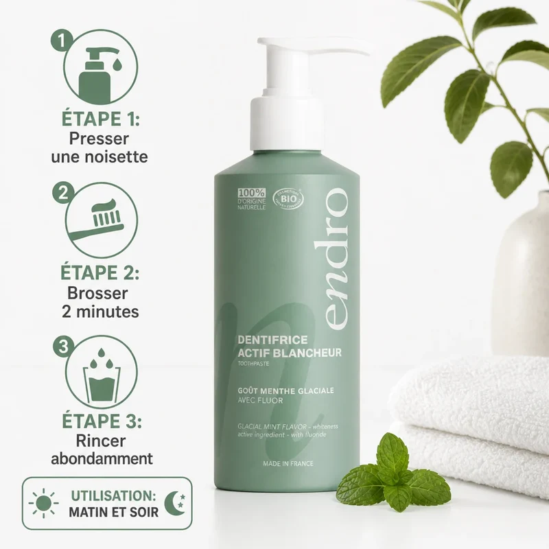 Dentifrice Actif Blancheur Menthe Glaciale - 175 g - Endro