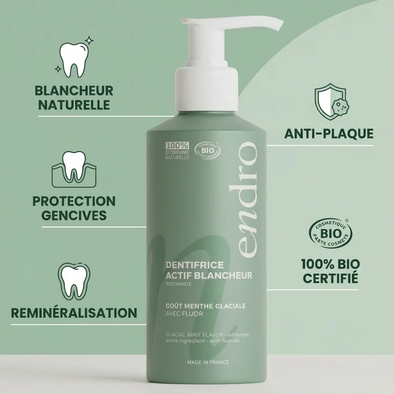 Dentifrice Actif Blancheur Menthe Glaciale - 175 g - Endro