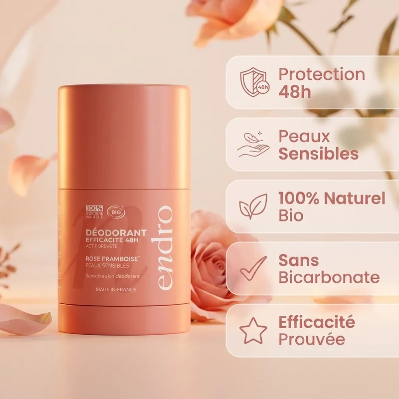 Déodorant Stick Rechargeable 50g - Parfum rose-framboise - Endro