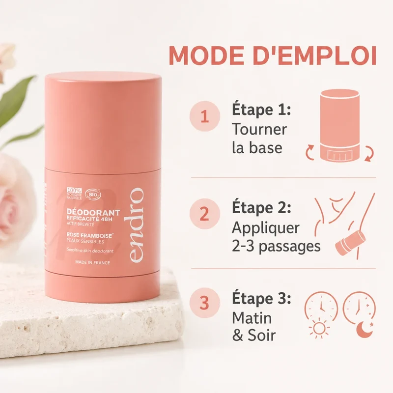 Déodorant Stick Rechargeable 50g - Parfum rose-framboise - Endro