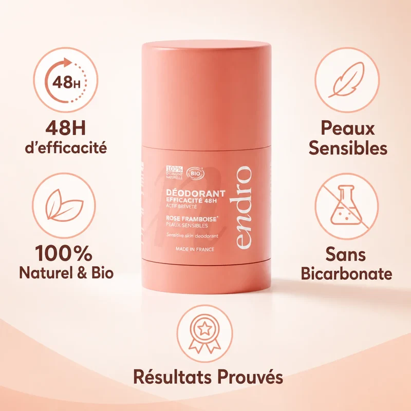Déodorant Stick Rechargeable 50g - Parfum rose-framboise - Endro