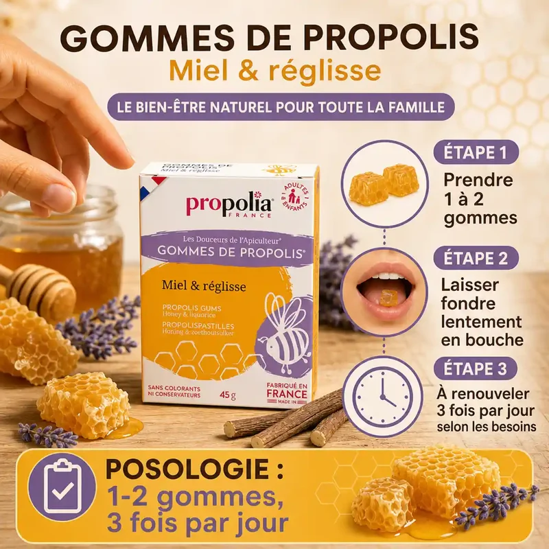 Gommes de Propolis Miel & Réglisse - 45g - Propolia