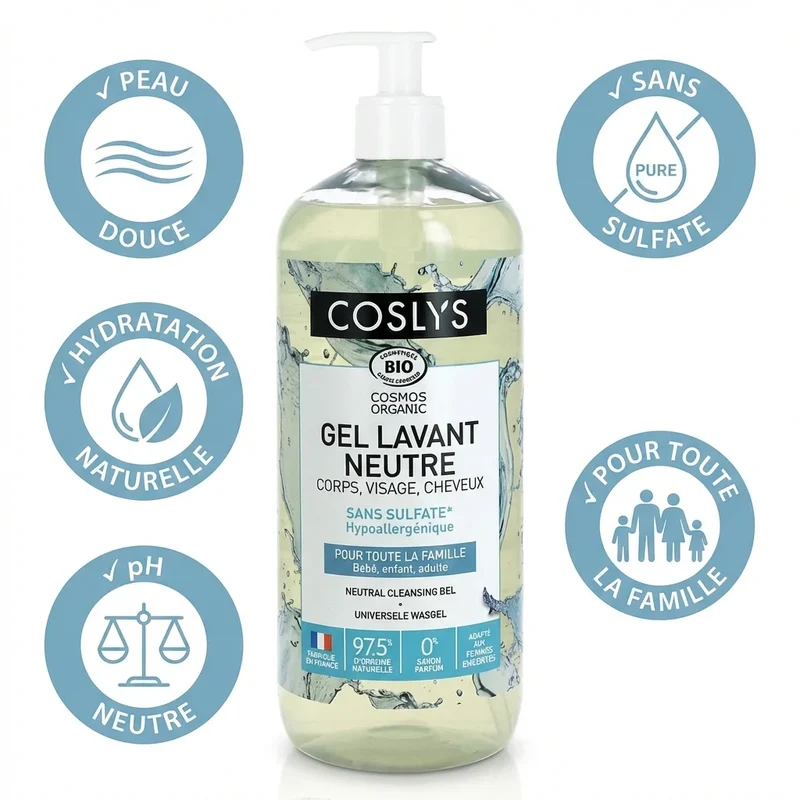 Gel lavant neutre Bio - 1L - Coslys