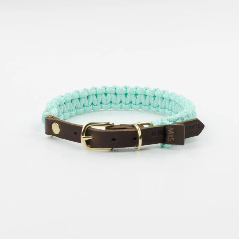 Collier pour chien en corde marine sangle cuir