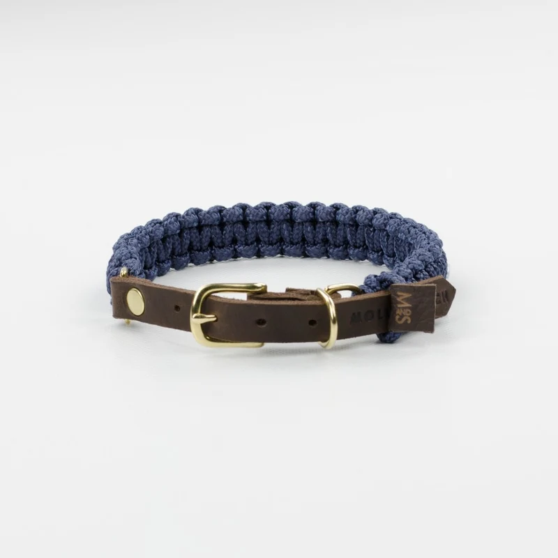 Collier pour chien en corde marine sangle cuir