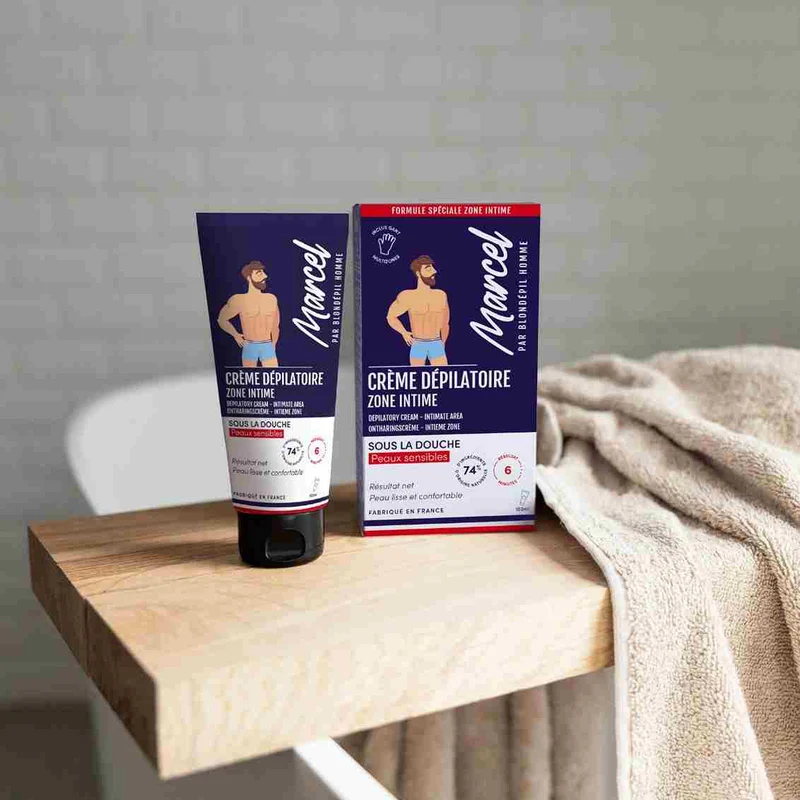 Crème dépilatoire zones intimes + gant - Marcel par Blondépil Homme
