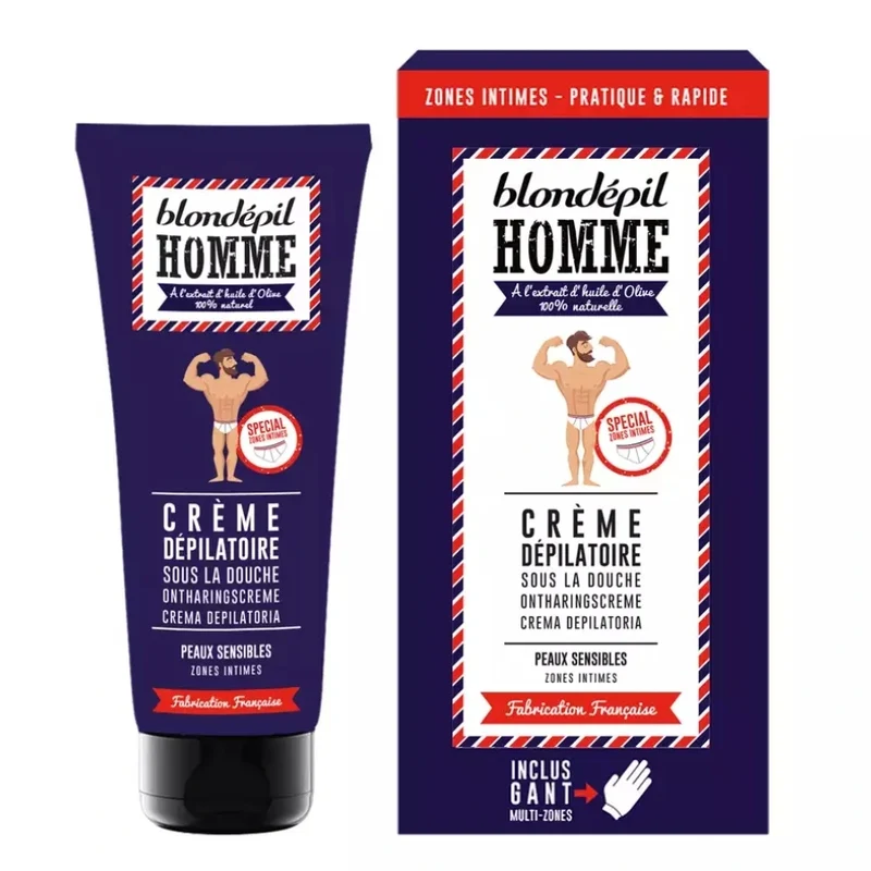 Crème dépilatoire zones intimes + gant - Marcel par Blondépil Homme