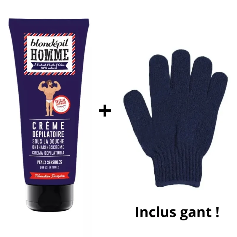 Crème dépilatoire zones intimes + gant - Marcel par Blondépil Homme