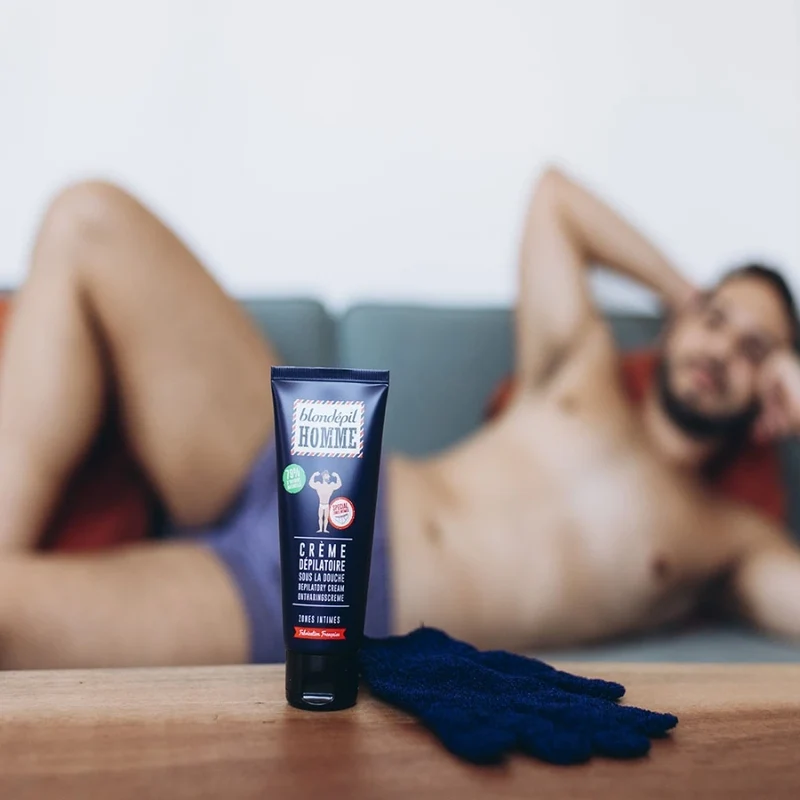 Crème dépilatoire zones intimes + gant - Marcel par Blondépil Homme