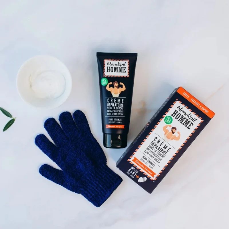 Crème dépilatoire douche (gant inclus) - Aisselles & Corps - Blondépil Homme