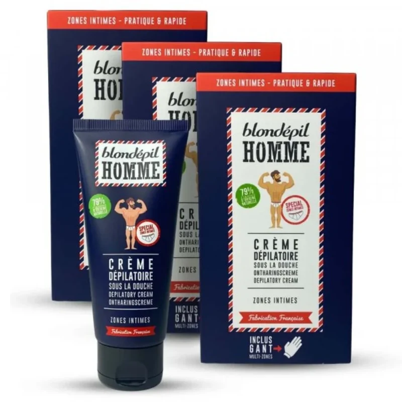 Crème dépilatoire douche (gant inclus) - Aisselles & Corps - Blondépil Homme