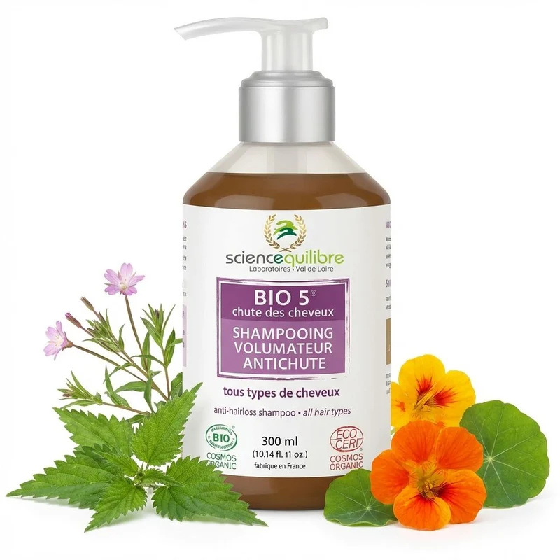 Shampooing volumateur anti-chute BIO 5 pour cheveux fins – Science & Équilibre