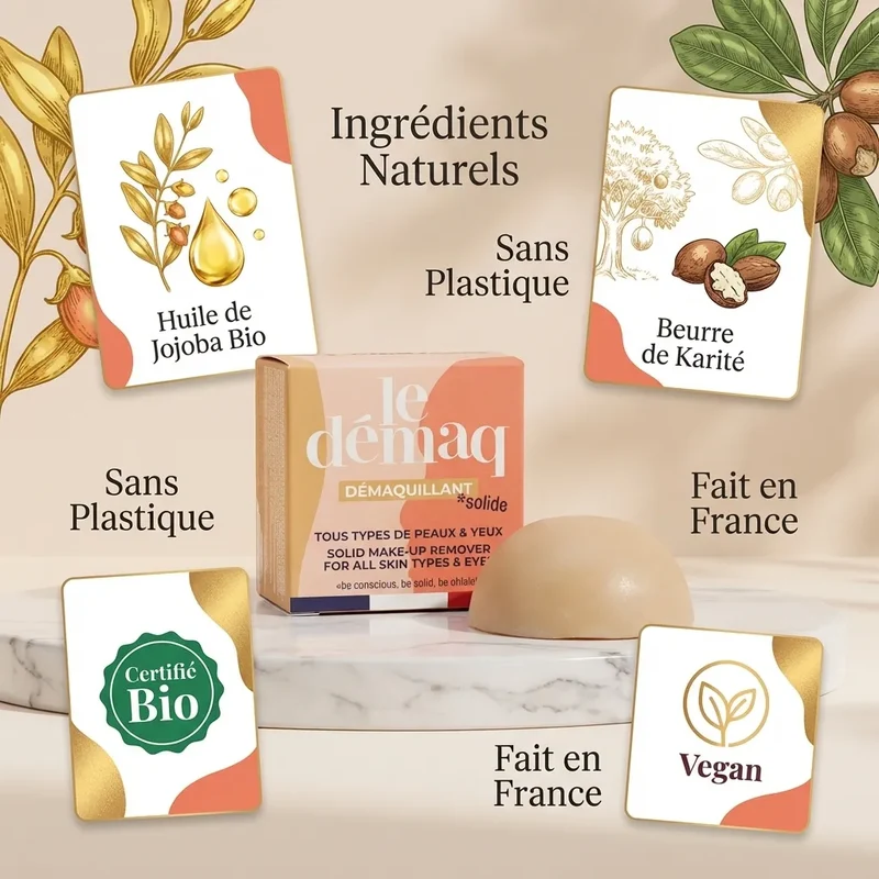 Démaquillant solide à l’huile de jojoba bio – Lamazuna (30 g)